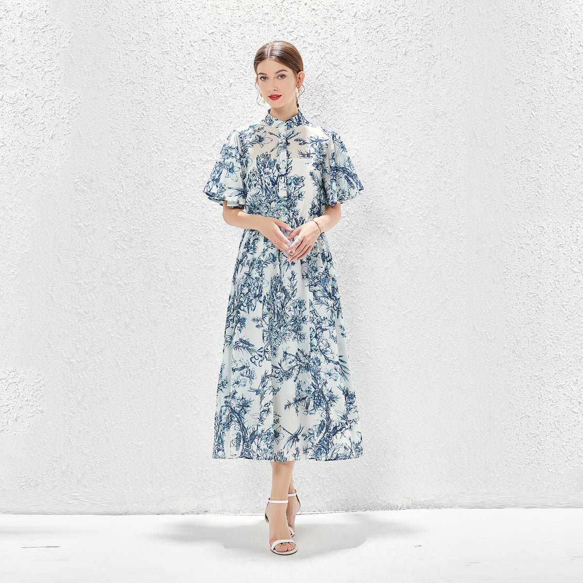 Elegant Spring Summer Butterfly Sleeve Midi Dress