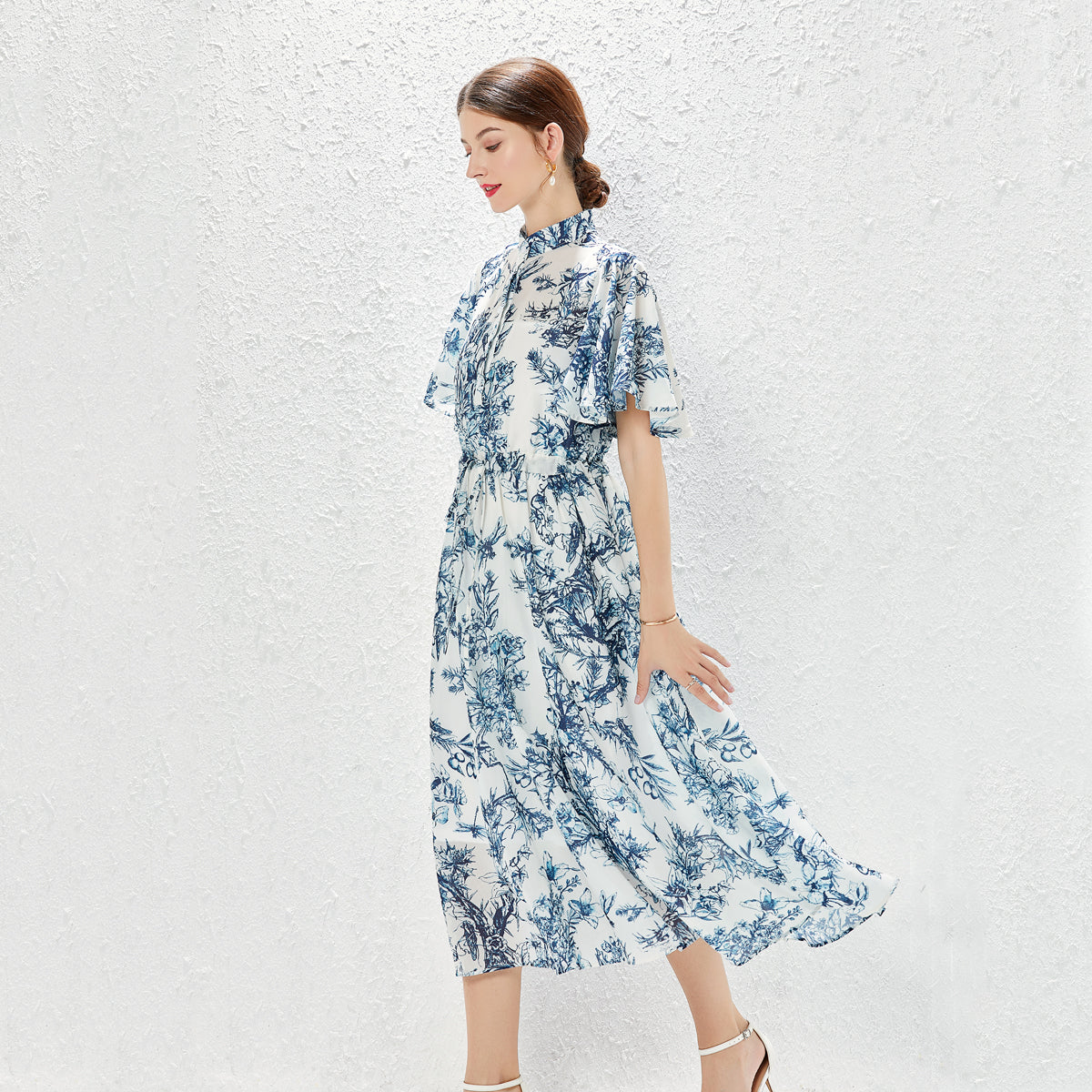 Elegant Spring Summer Butterfly Sleeve Midi Dress