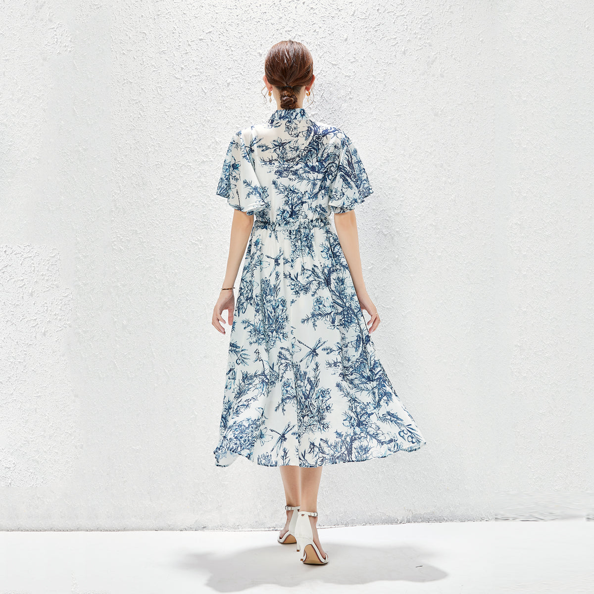 Elegant Spring Summer Butterfly Sleeve Midi Dress