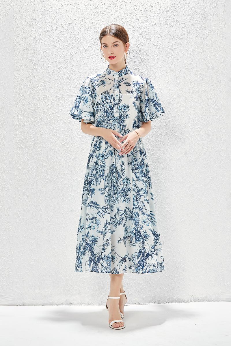 Elegant Spring Summer Butterfly Sleeve Midi Dress
