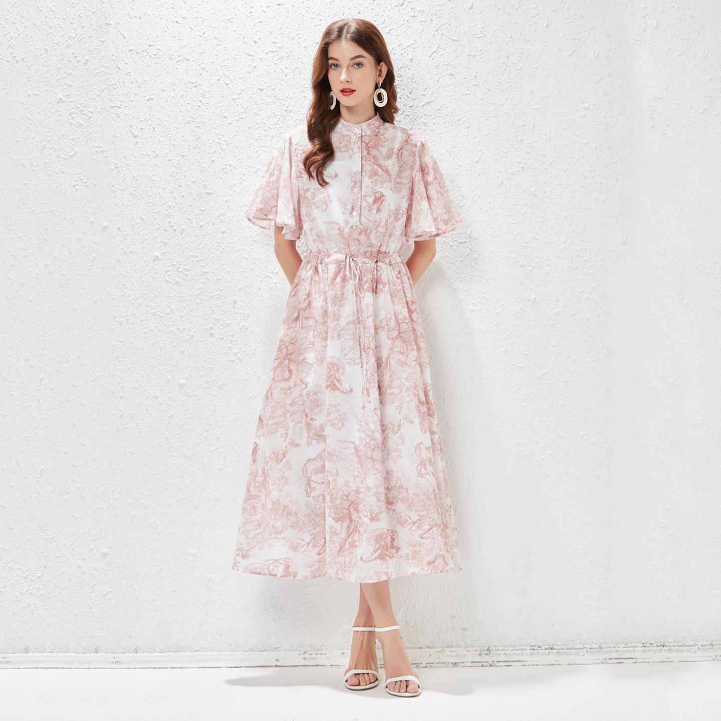 Elegant Spring Summer Butterfly Sleeve Midi Dress