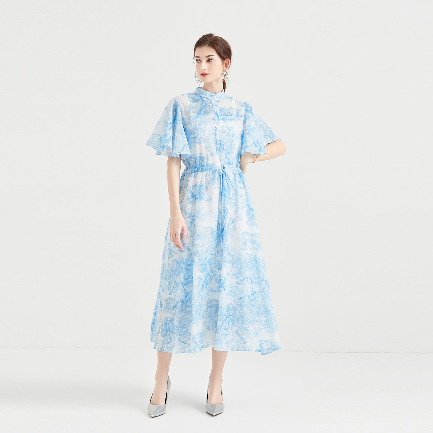 Elegant Spring Summer Butterfly Sleeve Midi Dress