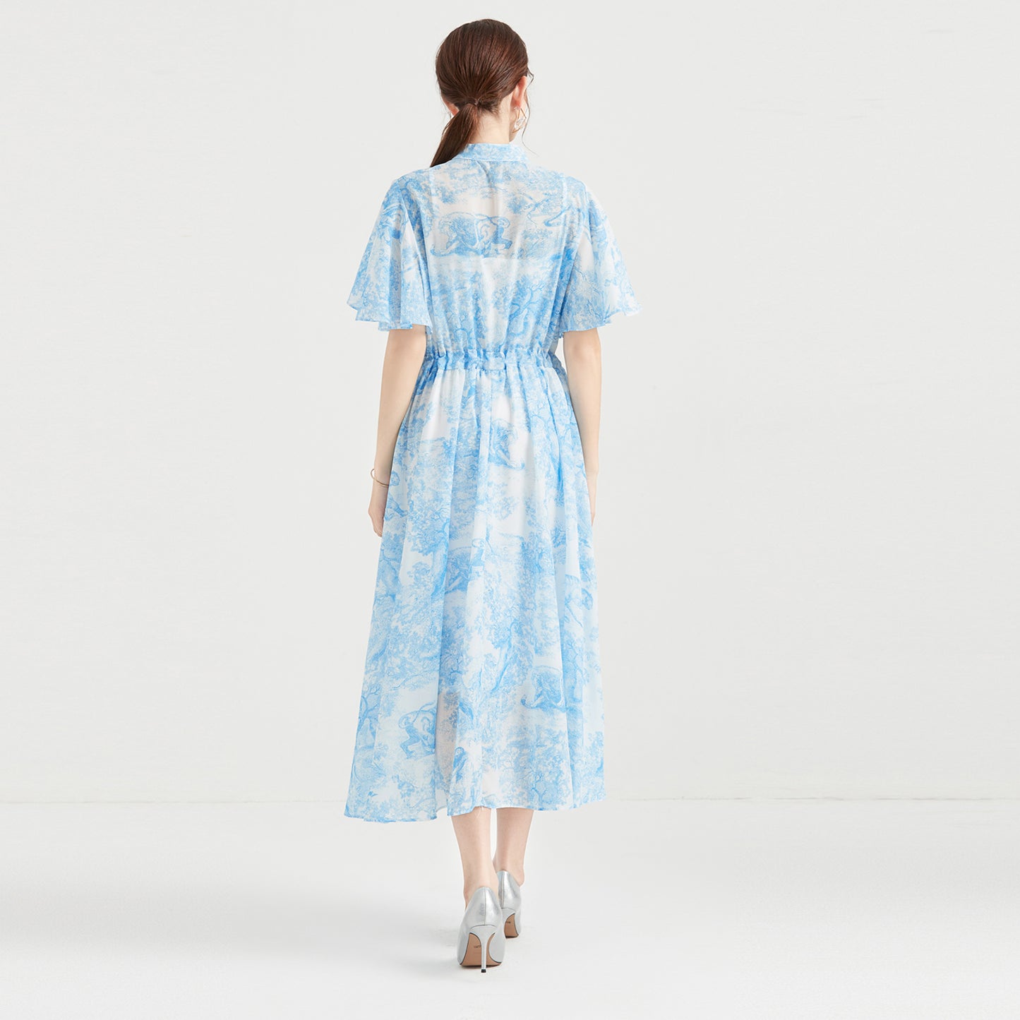 Elegant Spring Summer Butterfly Sleeve Midi Dress