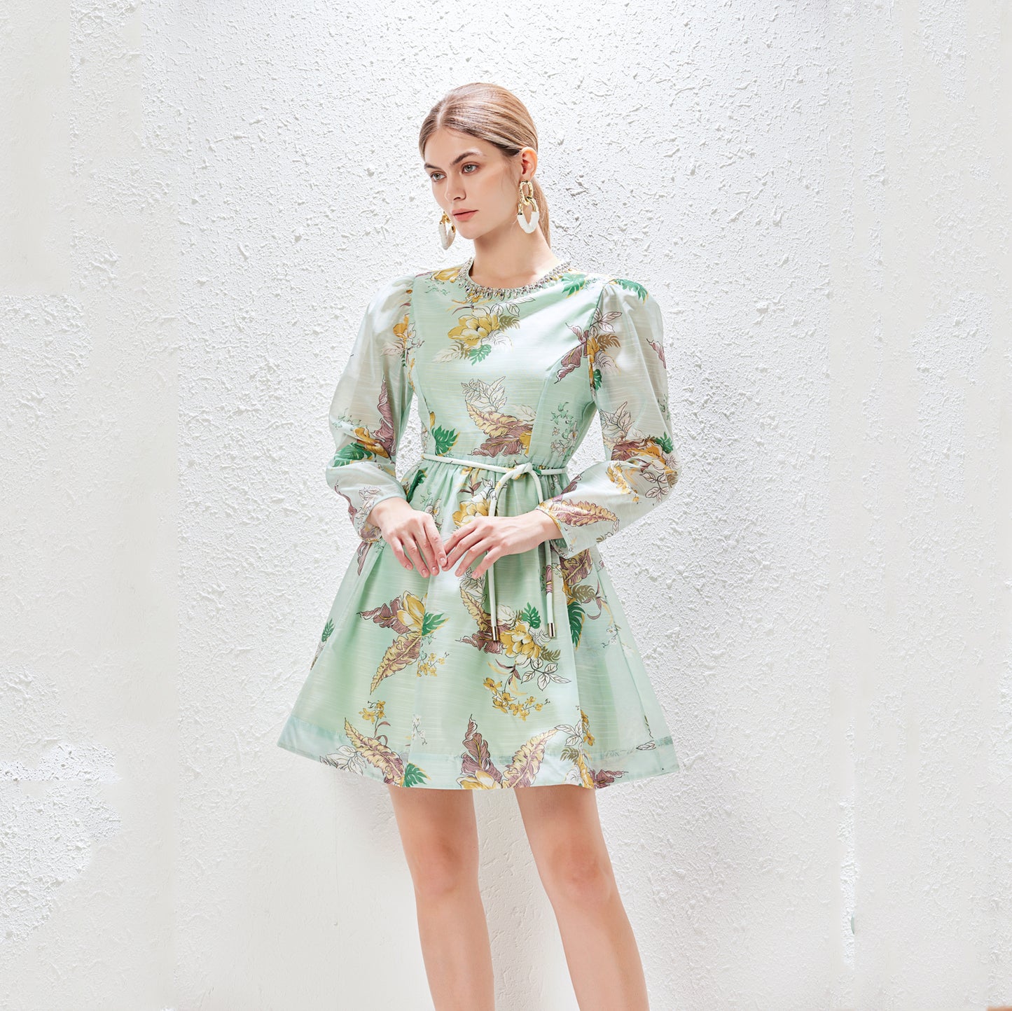 Long Sleeve Floral Mini Dress