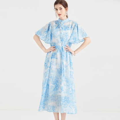 Elegant Spring Summer Butterfly Sleeve Midi Dress