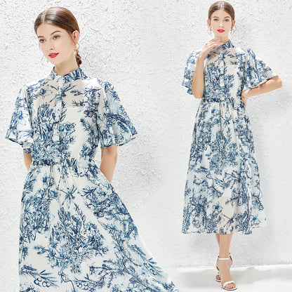 Elegant Spring Summer Butterfly Sleeve Midi Dress