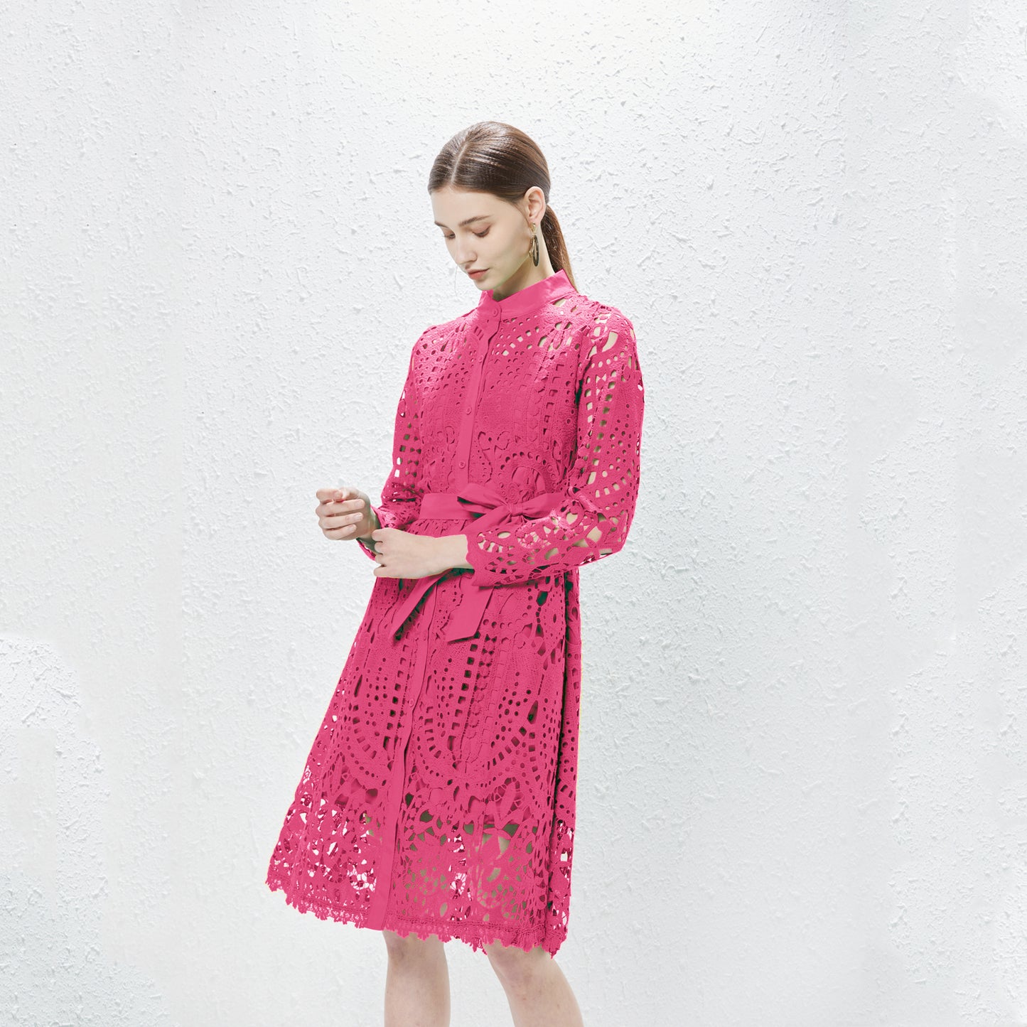 Lace Hollow Midi Dress