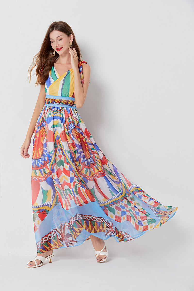 V Neck Pleated  Slim Fit Dress