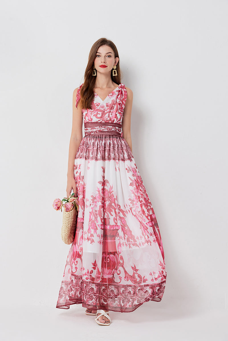 Sleeveless V Neck Slim Fit Dress