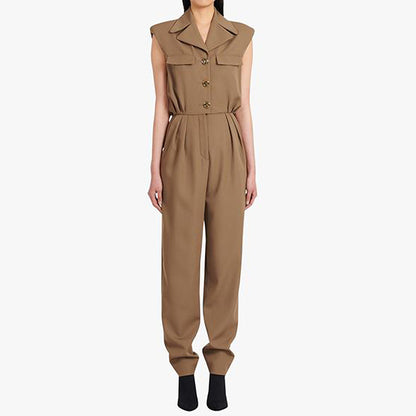 High End Sleeveless Slim Office Women Business Suit Jumpsuit