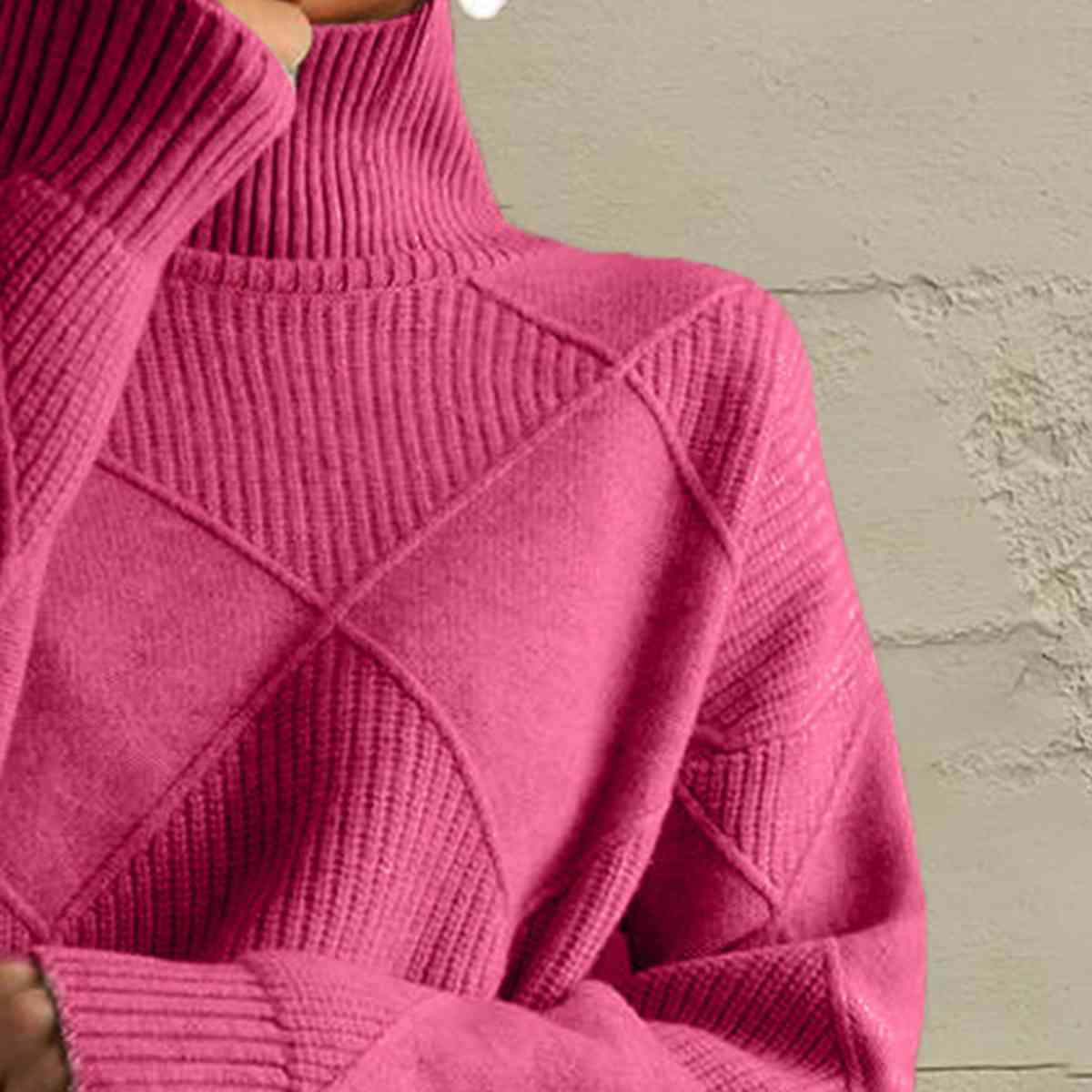 pink turtleneck pullover