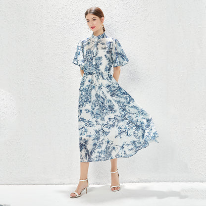 Elegant Spring Summer Butterfly Sleeve Midi Dress