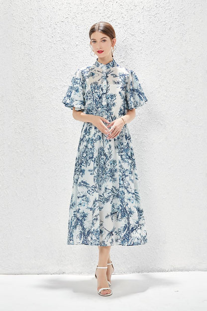 Elegant Spring Summer Butterfly Sleeve Midi Dress