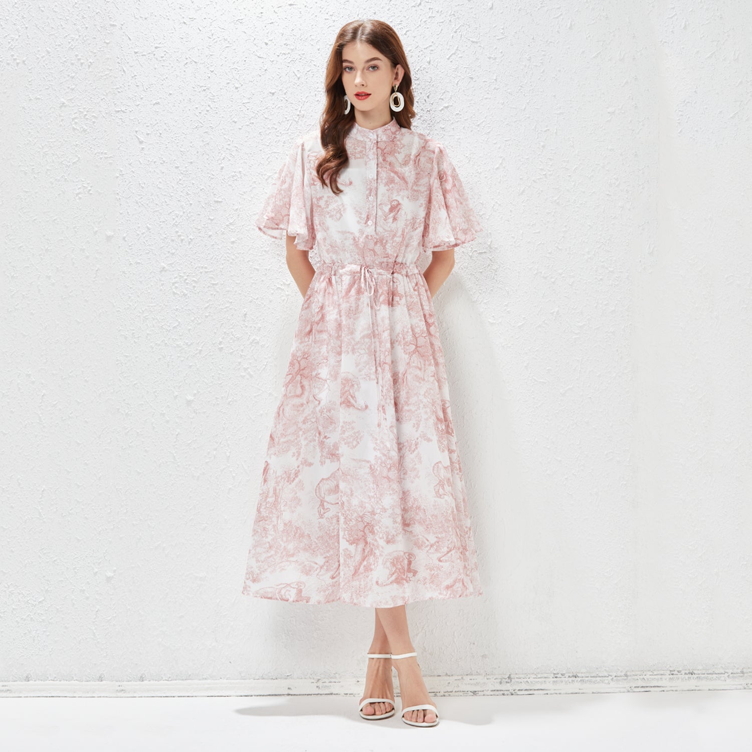 Elegant Spring Summer Butterfly Sleeve Midi Dress
