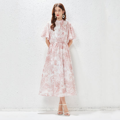 Elegant Spring Summer Butterfly Sleeve Midi Dress