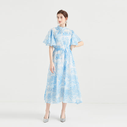 Elegant Spring Summer Butterfly Sleeve Midi Dress