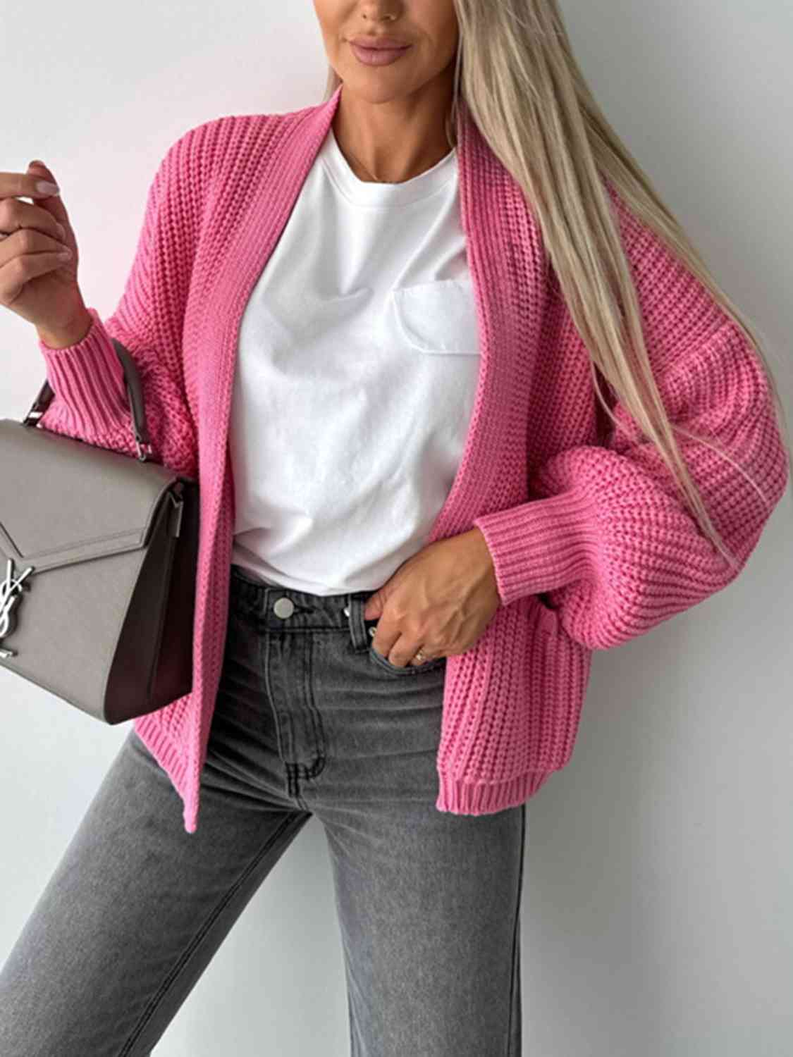 pink cardigan sweater