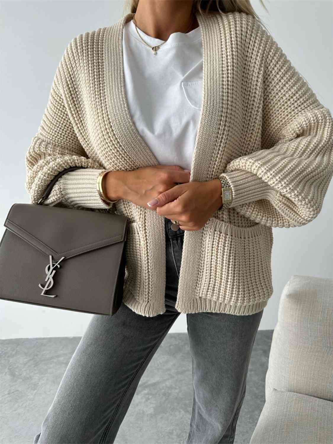 beige cardigan