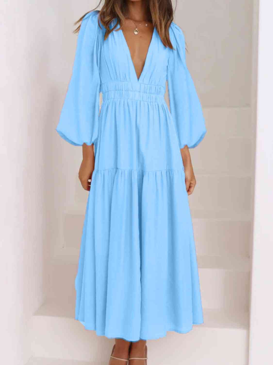 maxi dress pastel blue