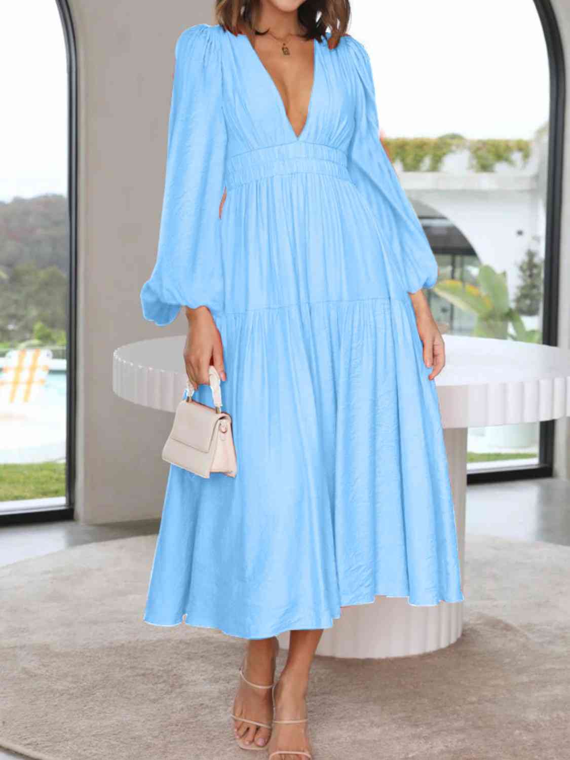 pastel blue maxi dress