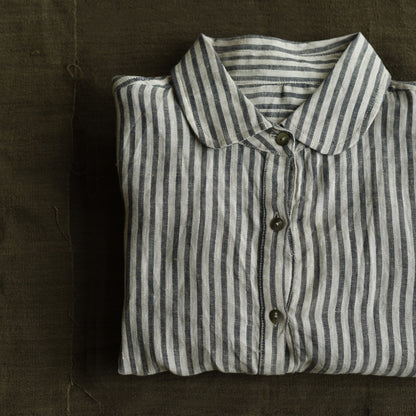 Linen Striped Long Sleeved Cardigan Niche Casual Shirt