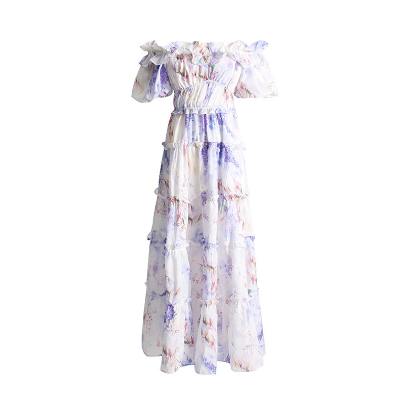 Summer Slim Fit Slimming Pleated Hem Maxi Dress