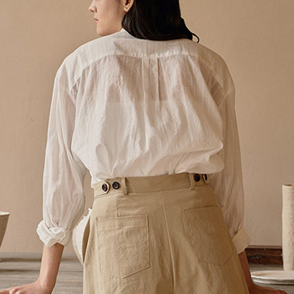 White Shirt Summer Collared Cardigan Coat Shirt Top