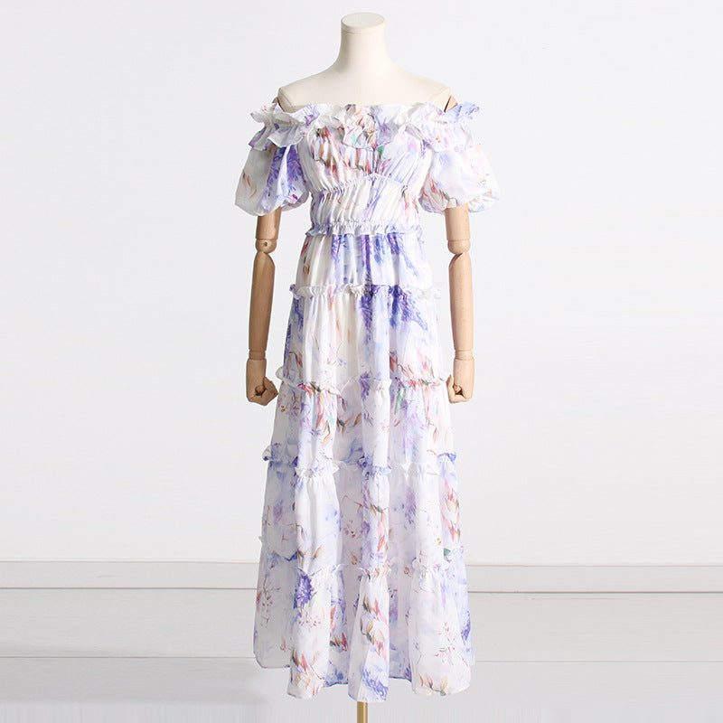 Summer Slim Fit Slimming Pleated Hem Maxi Dress