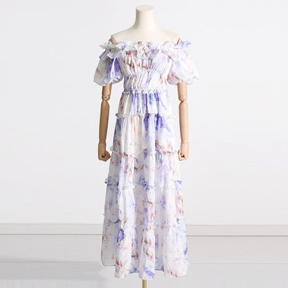 Summer Slim Fit Slimming Pleated Hem Maxi Dress