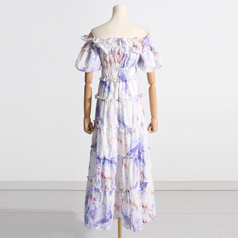 Summer Slim Fit Slimming Pleated Hem Maxi Dress