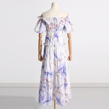 Summer Slim Fit Slimming Pleated Hem Maxi Dress