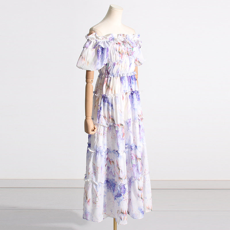 Summer Slim Fit Slimming Pleated Hem Maxi Dress