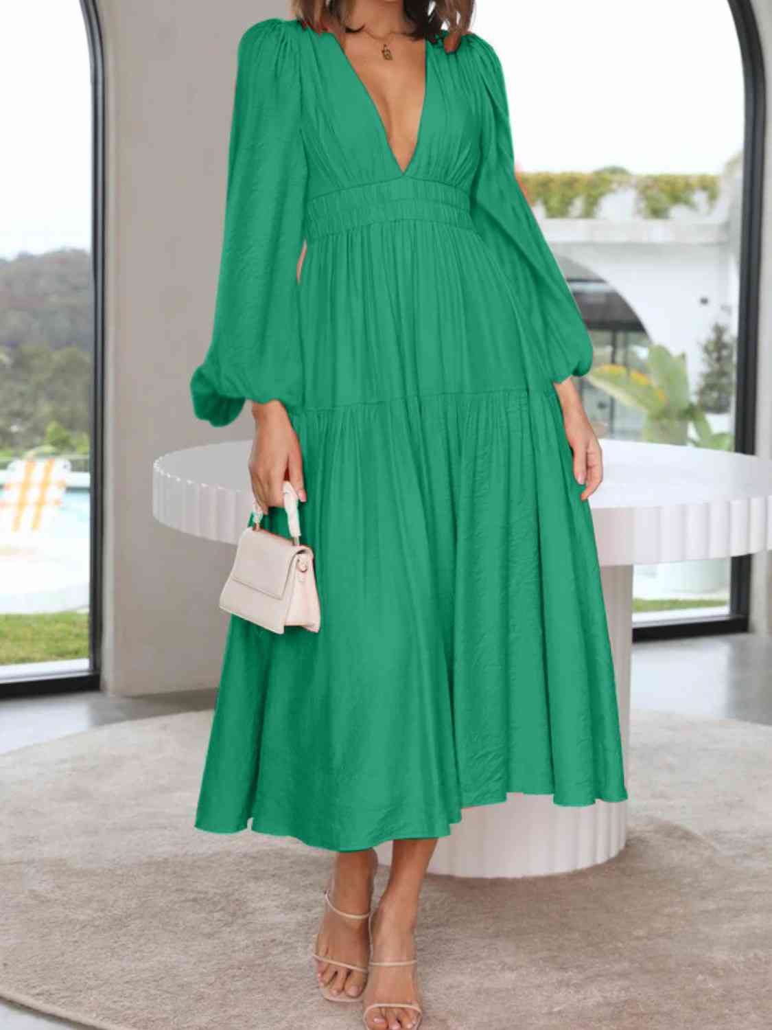 green maxi dress